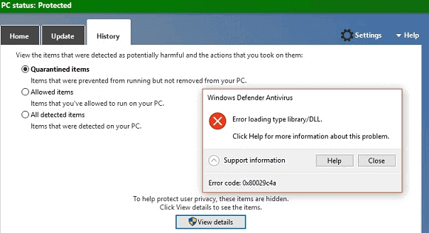 0x80029c4a Windows Defender Error in Windows 10 image 1