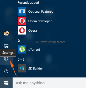 Settings icon New Windows 10 Start Menu