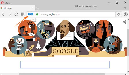 VPN icon on the URL field Opera browser