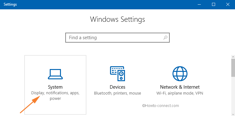 system in settings on windows 10