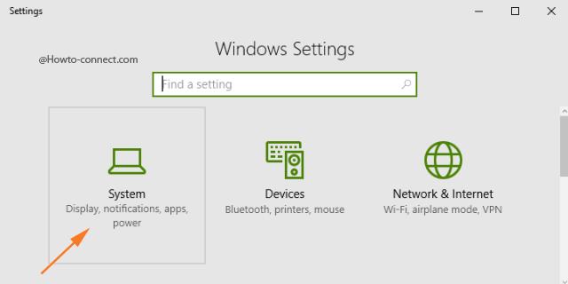 System cateogry Windows 10 Settings application