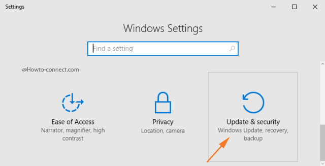 Windows Settings Update & Security block