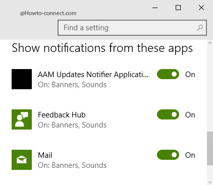 Show notifications from these apps section System category