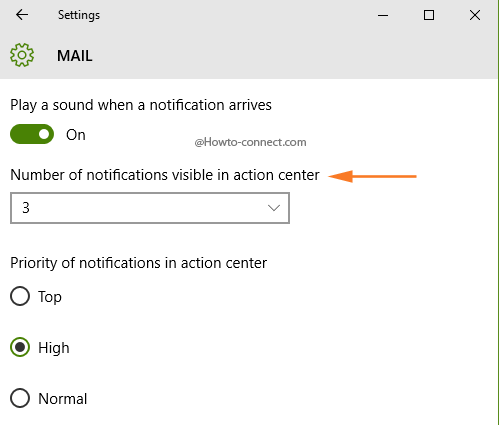 Number of notifications visible in action center Windows 10