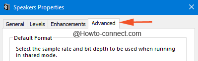 Advanced tab Speaker Properties