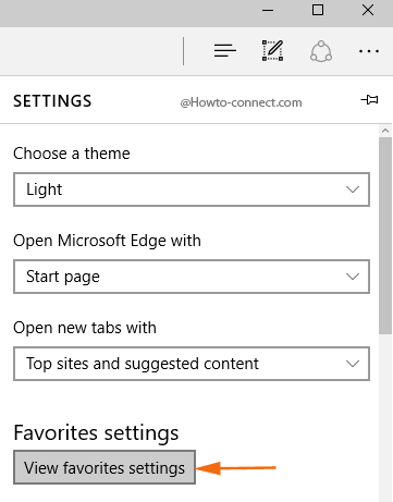 View favorites settings button Edge Windows 10