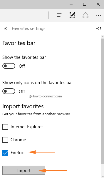 Import favorites section Firefox bookmarks