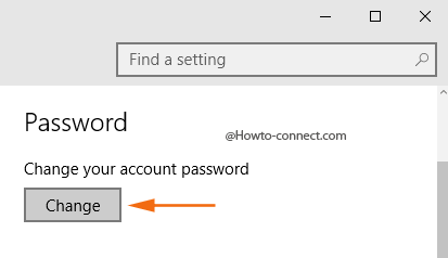 Change Password button Windows 10 Accounts settings