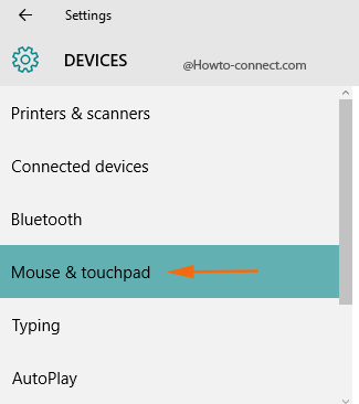 Mouse & touchpad Devices settings