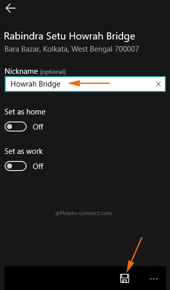 Nickname Home Work and Save button