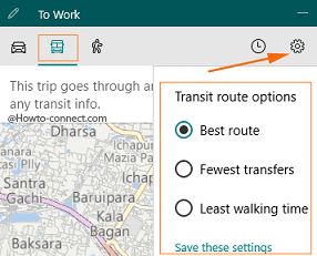 Transit route settings options