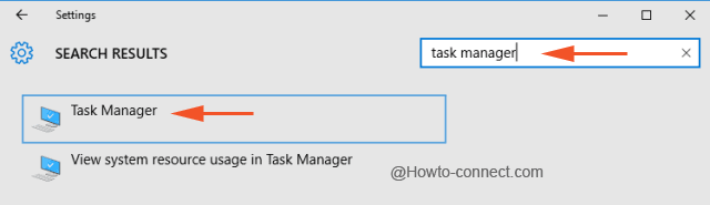 Settings app Task Manager