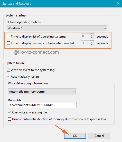 Uncheck System startup section options