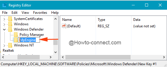 MpEngine key under Windows Defender