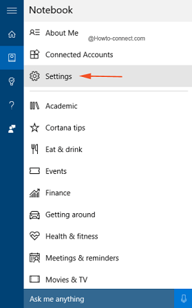 Cortana Settings