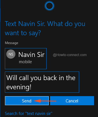 Send text from Cortana