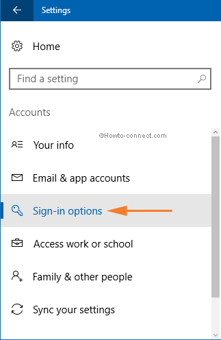Accounts category Sign-in options tab