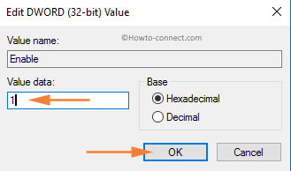 Enable DWORD Value data 1