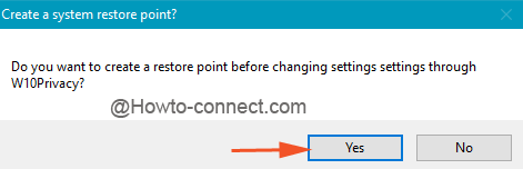 Create a system restore point dialog box