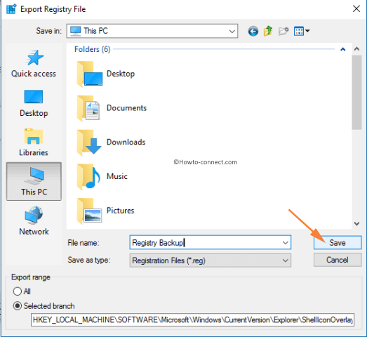 Choose folder backup registry keys
