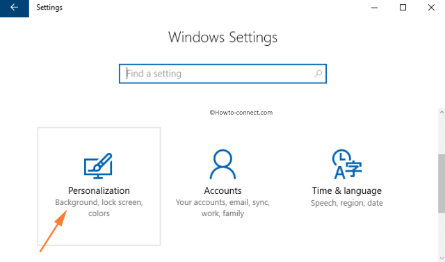 personalization category on settings window