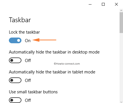 Lock the taskbar option