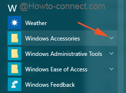Windows Accessories under All Apps