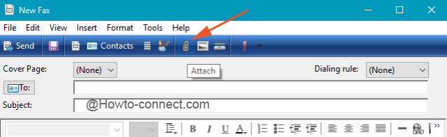 Attach button to add documents to the Fax