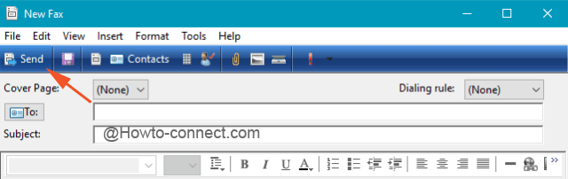 Send button to Receive and Send Fax on Windows 10