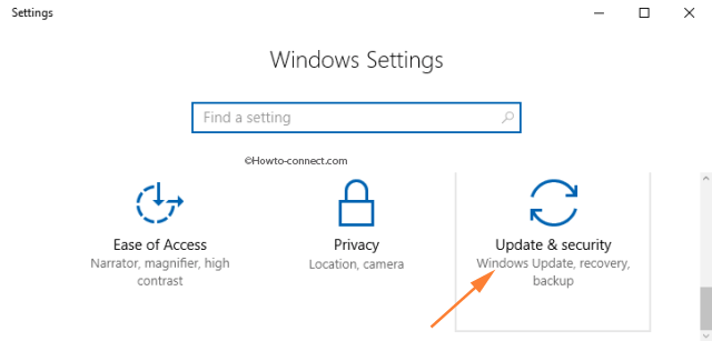 Update & security Windows 10 Settings app