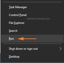 Right click Start Run option