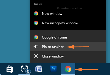 Pin to taskbar option right click an app