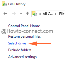 Select drive link on the left fringe of file history
