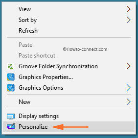 Right click desktop context menu displays Personalize