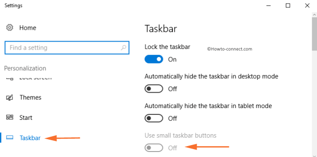 Use small taskbar buttons grayed out