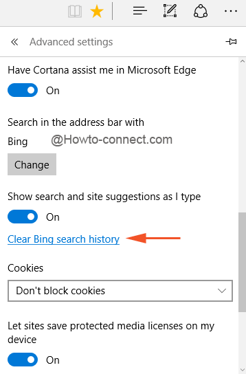 Clear Bing Search History on Edge Browser