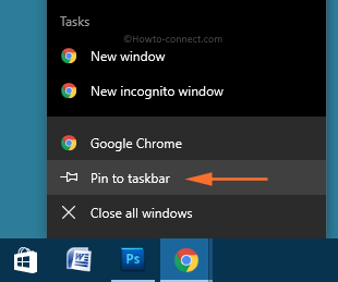 Pin to taskbar right click webpage jump lists