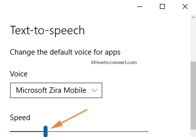 Speed slider regulate Text to speech Voice speed