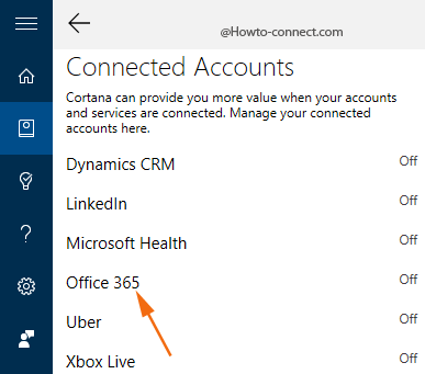 Office 365 Connected Accounts Windows 10