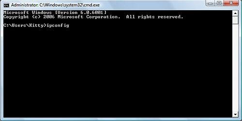 Type IPCONFIG Command