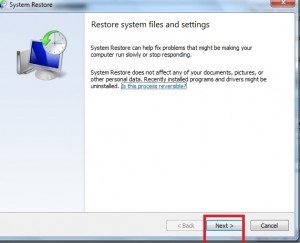 windows 7 system restore window