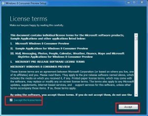 windows 8 accept licence