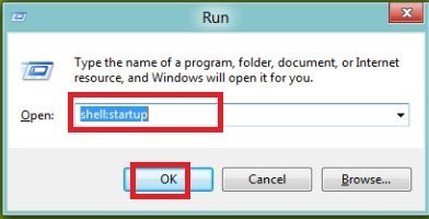 run box showing start up command