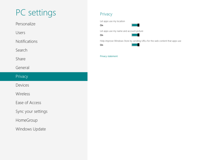 Privacy in Windows 8