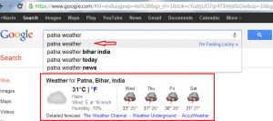 google search weather result