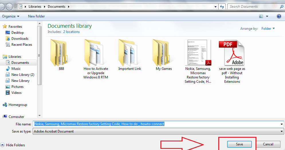 save pdf file in computer