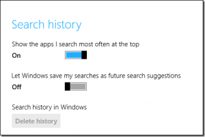 windows 8 search history disable