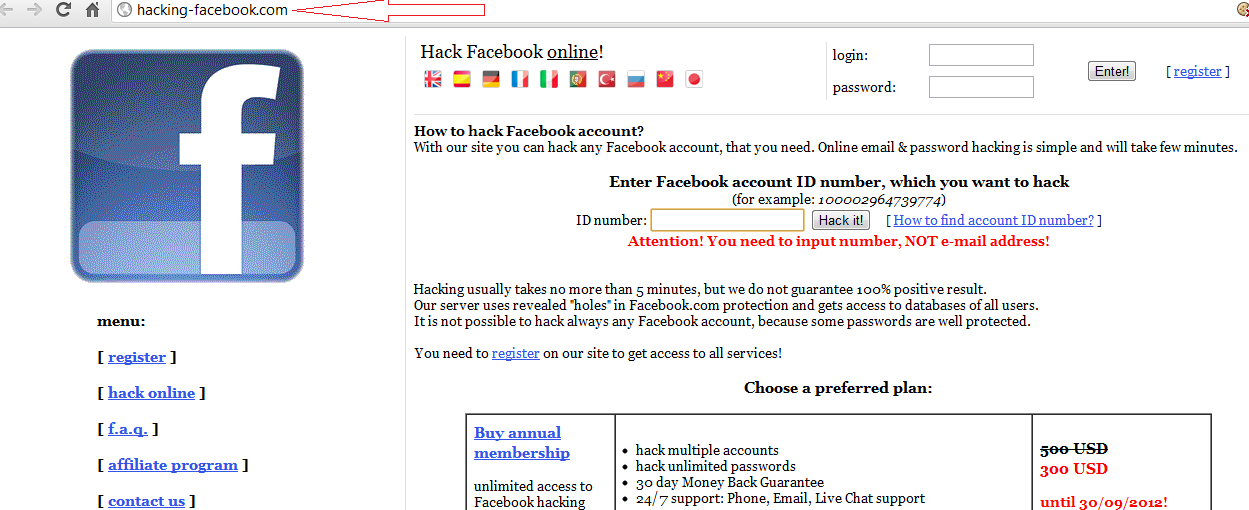facebook hacking login