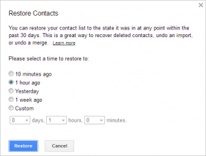 gmail restore group contacts
