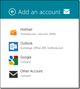 windows 8 mail app account lists